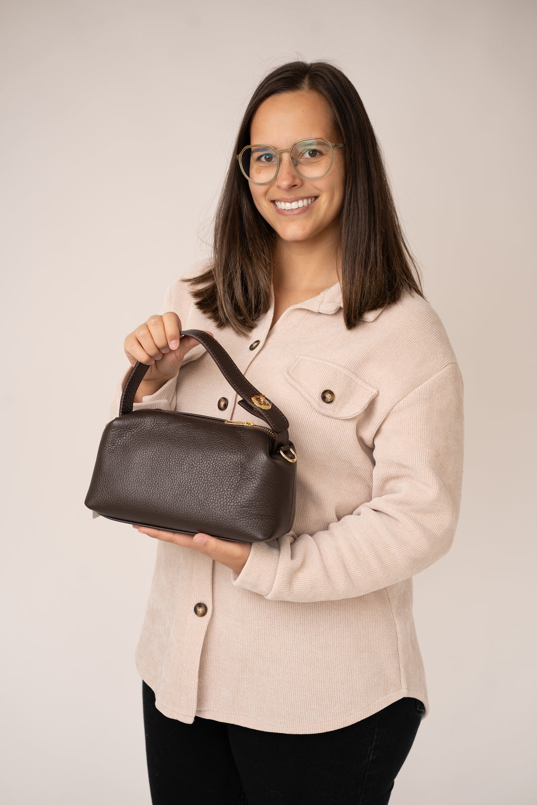 Fijn tasje donkerbruin