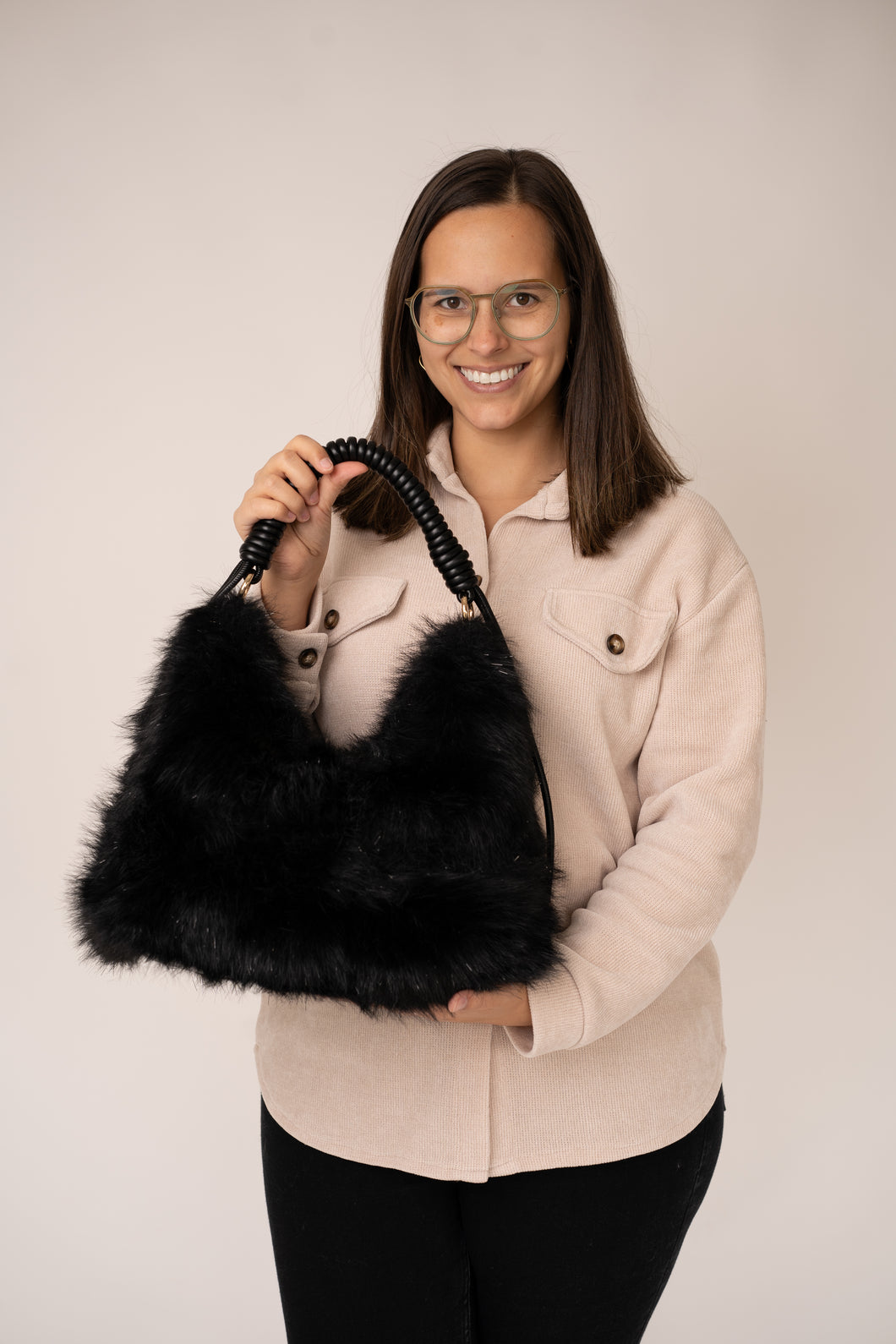 Zachte handtas zwart/glitter