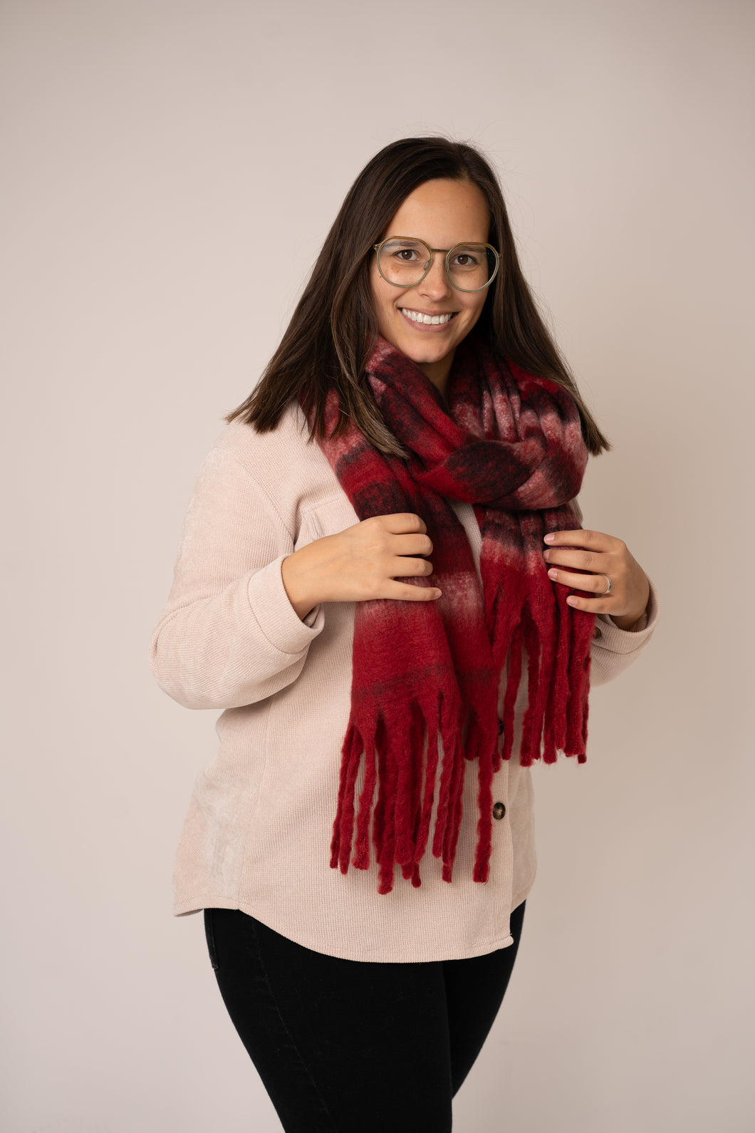 Wintersjaal verschillend rood