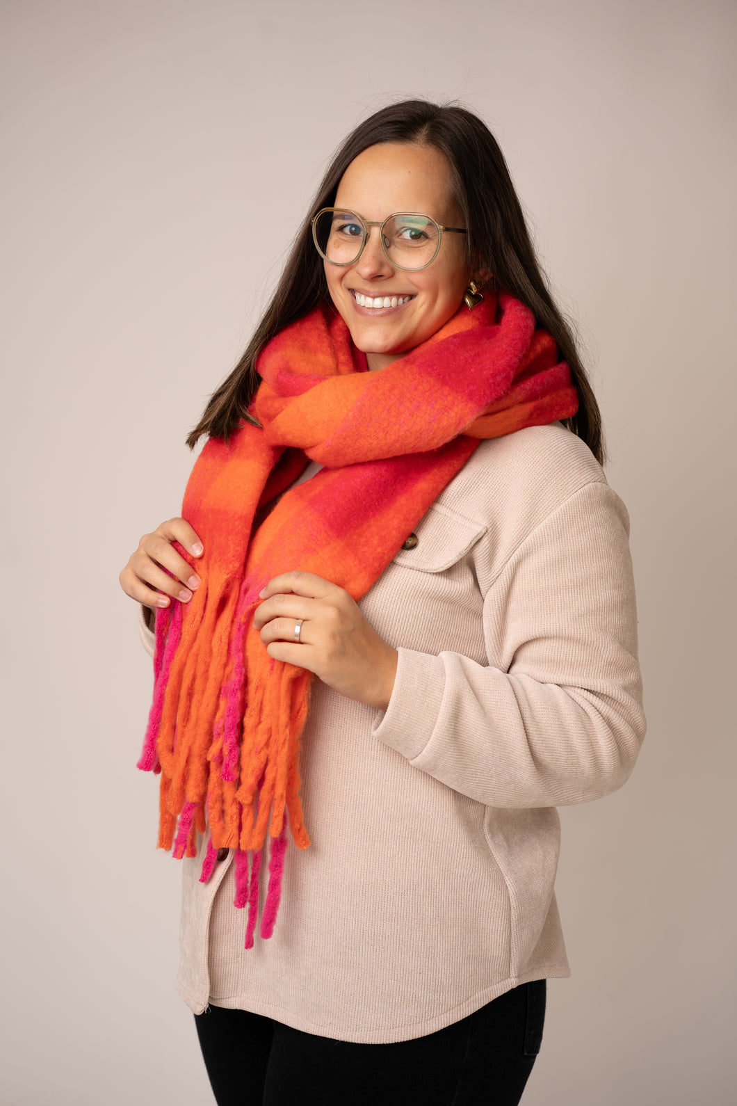 Wintersjaal rood/oranje