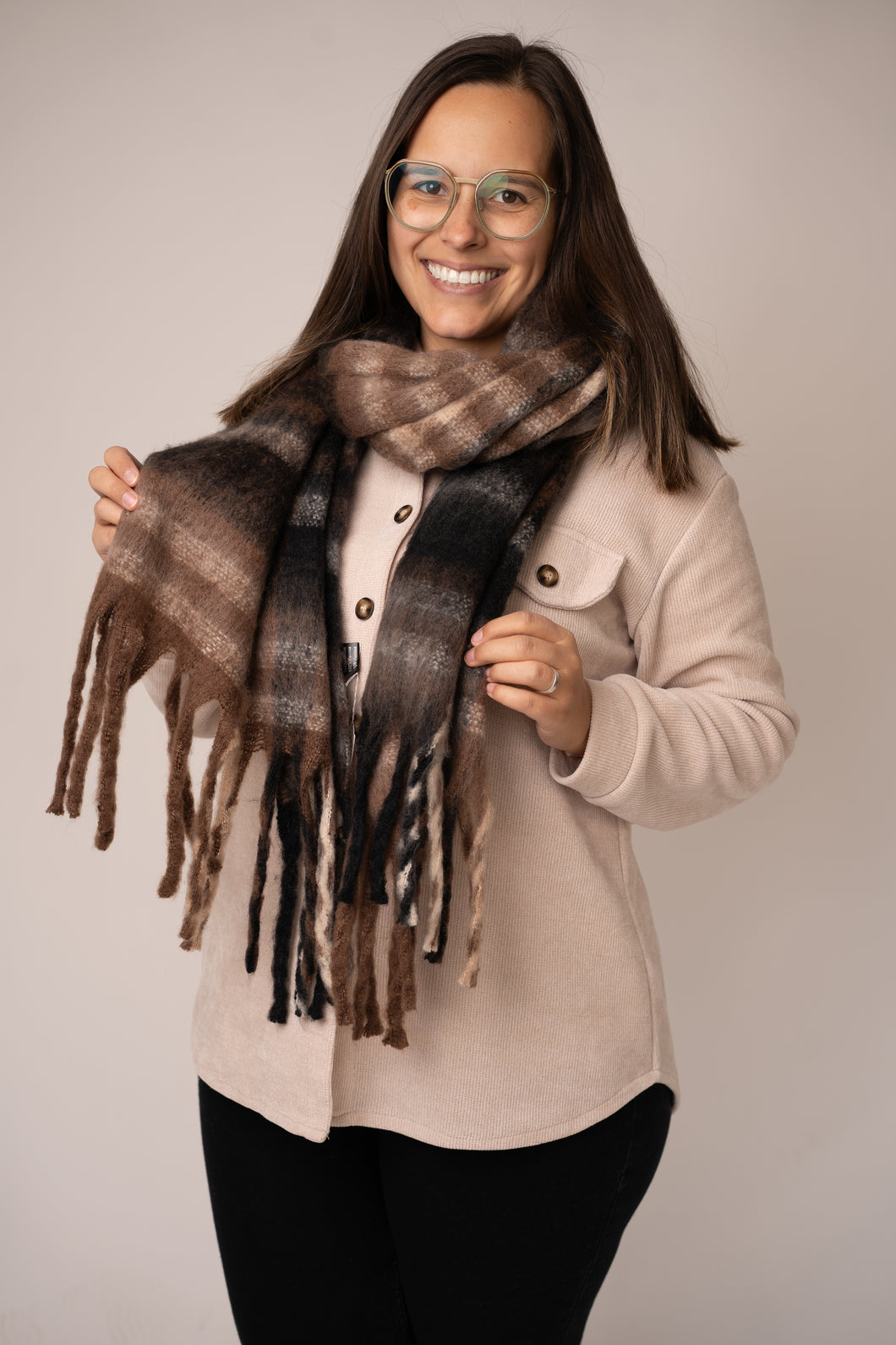 Wintersjaal zwart/bruin