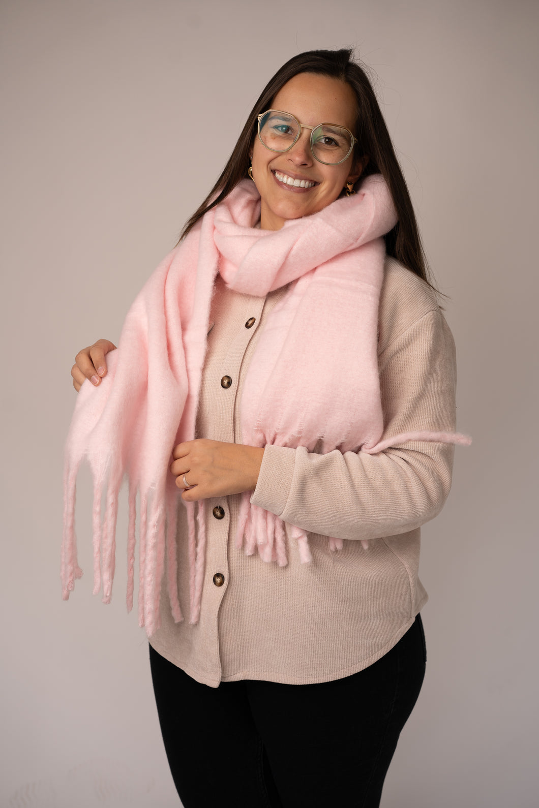 Wintersjaal licht roze