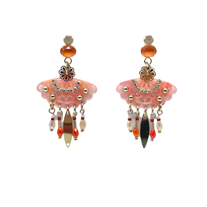 Bohemian roze oorringen