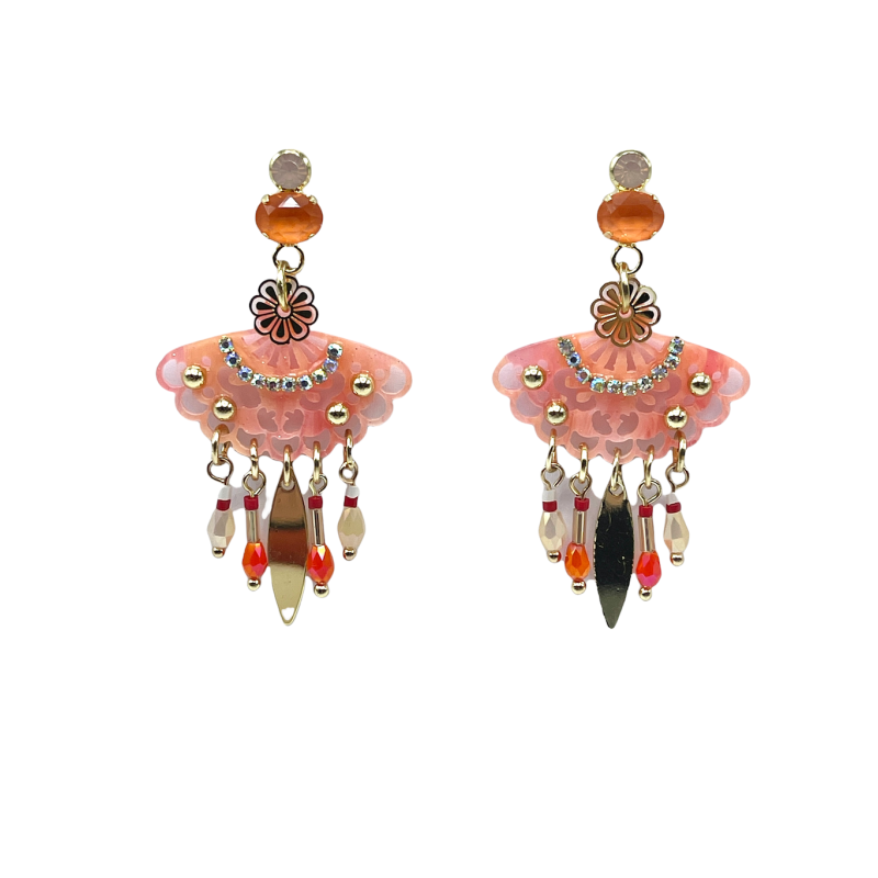 Bohemian roze oorringen