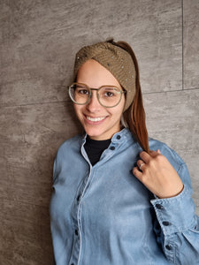 Bruin/khaki haarband met blinkers