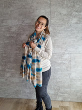 Afbeelding in Gallery-weergave laden, Sjaal blauw/beige glitter
