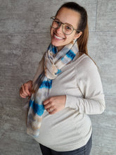 Afbeelding in Gallery-weergave laden, Sjaal blauw/beige glitter
