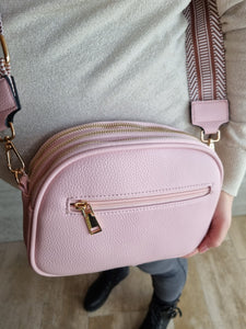 Handtas roze met 3 ritsen