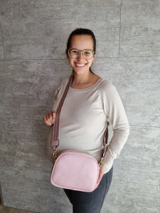Handtas roze met 3 ritsen
